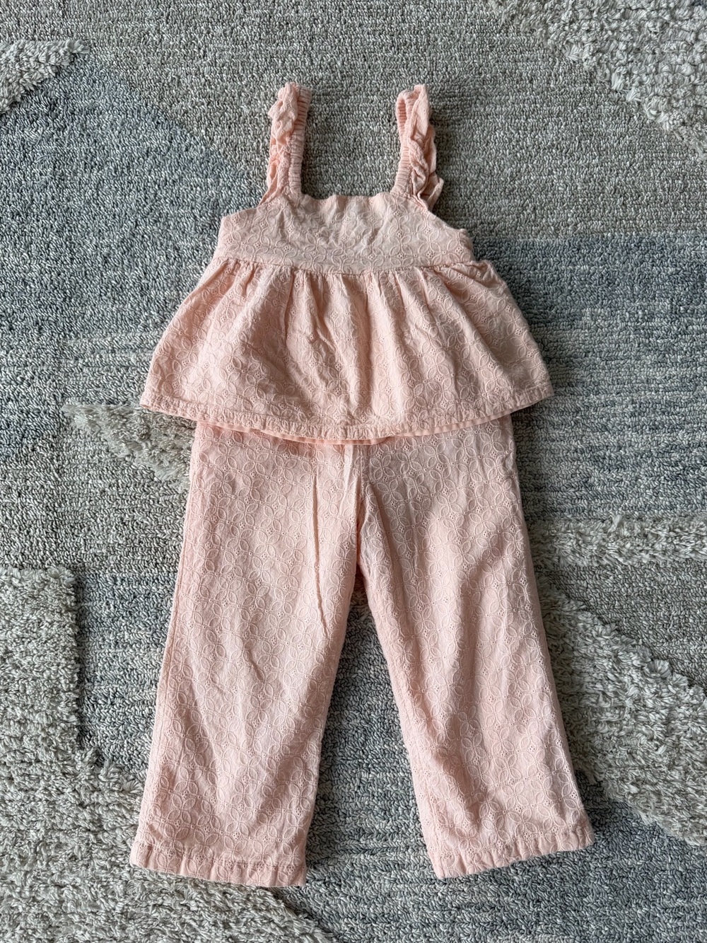 cupcakes & cashmere Girls Pink Eyelet Top & Pants Matching Set